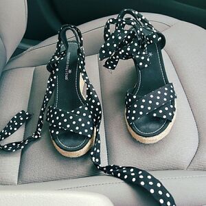 Polka dot espadrills wedge